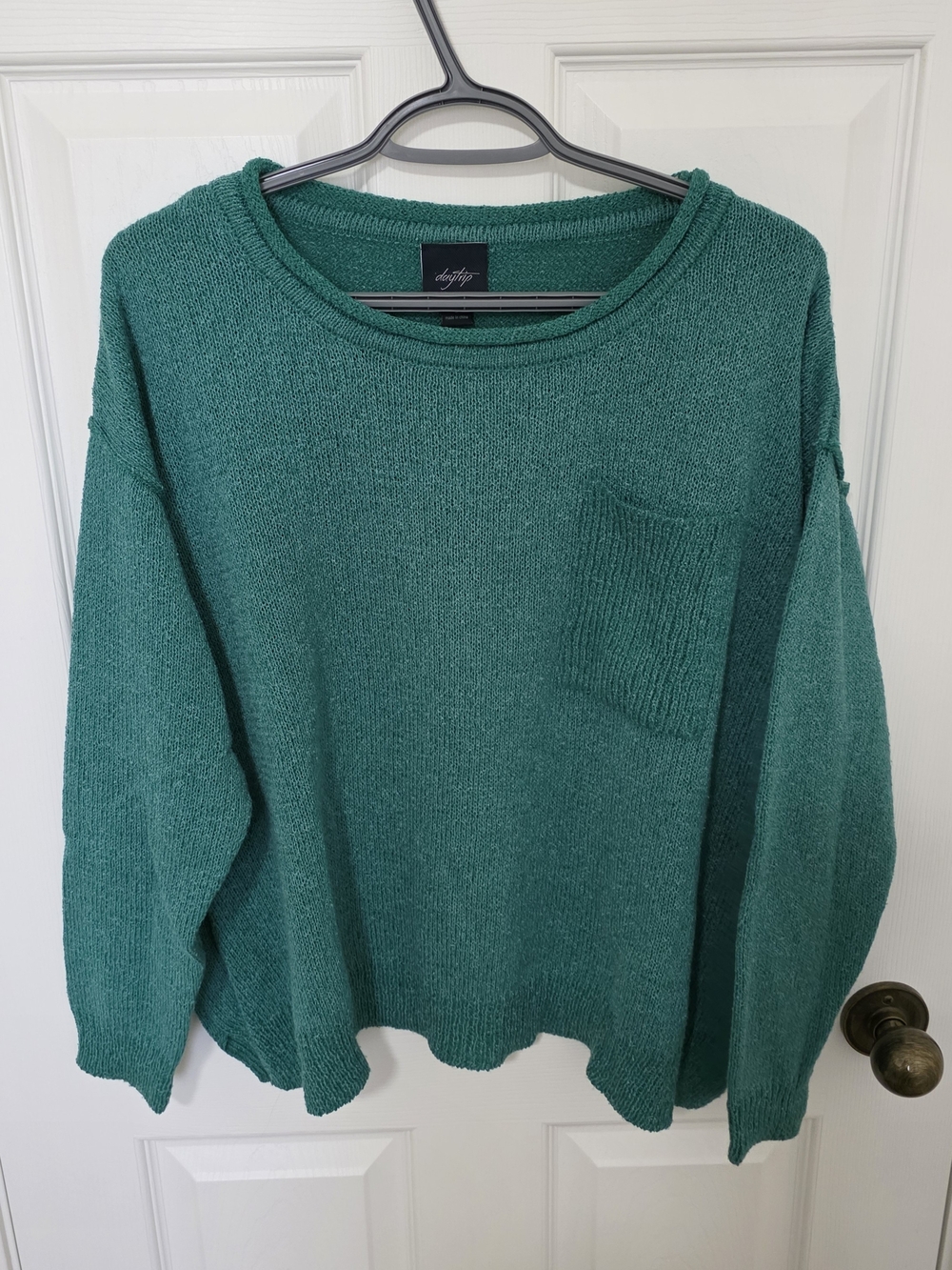 Daytrip Emerald Green Crewneck Pocket Sweater